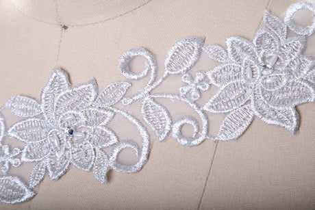 Beaded Floral Bridal Lace Trim