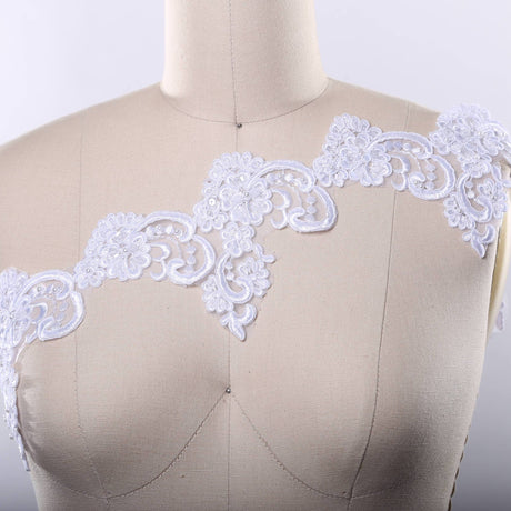 Beaded Bridal Lace Trim 3 Inch White Ivory
