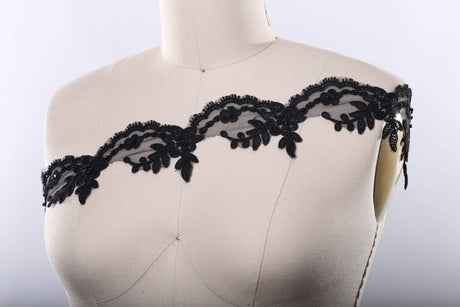 Beaded Lace Trim Black Scalloped Eyelash