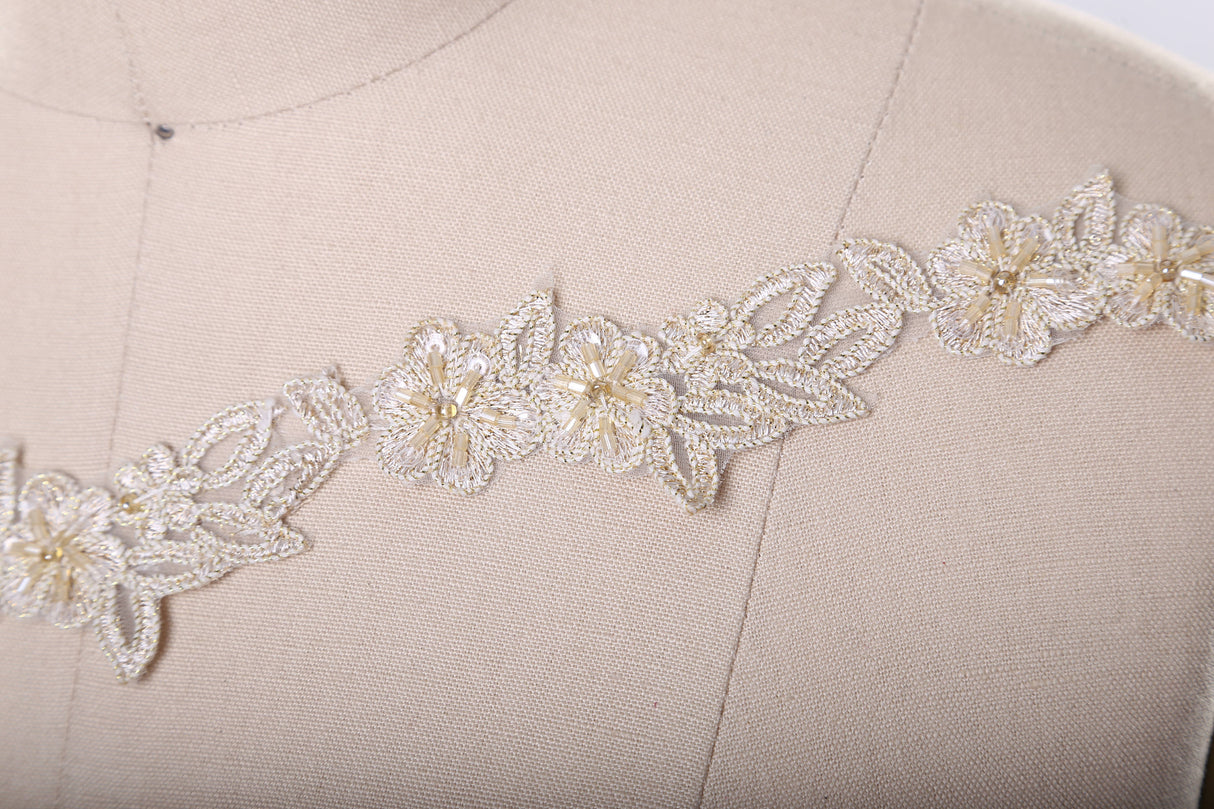 Beaded Bridal Lace Trim 1 Inch