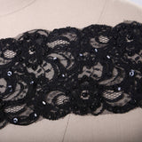 Black Beaded Alencon Lace Trim 3.75in