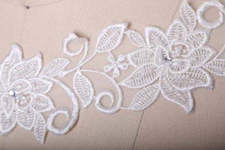 Beaded Floral Bridal Lace Trim