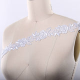 Bridal Lace Trim White Silver Beaded 1.5in