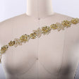 Gold Beaded 3D Flower Lace Trim
