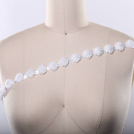3D Flower Satin Ribbon Trim White Ivory