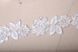 Beaded Lace Trim White Silver 1.75in