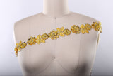Beaded Lace Trim Yellow Floral 1.75in
