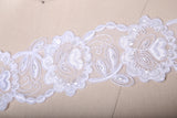 Beaded Bridal Lace Trim White Floral Chiffon