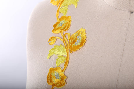 Yellow Embroidery Flower Patch Iron-On