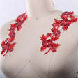Embroidered Flower Patch Iron-On Red