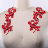 Embroidered Flower Patch Iron-On Red