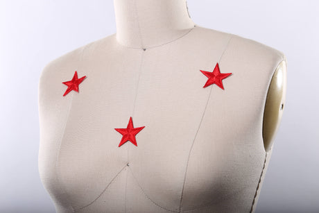 Embroidery Star Patch Red Gold