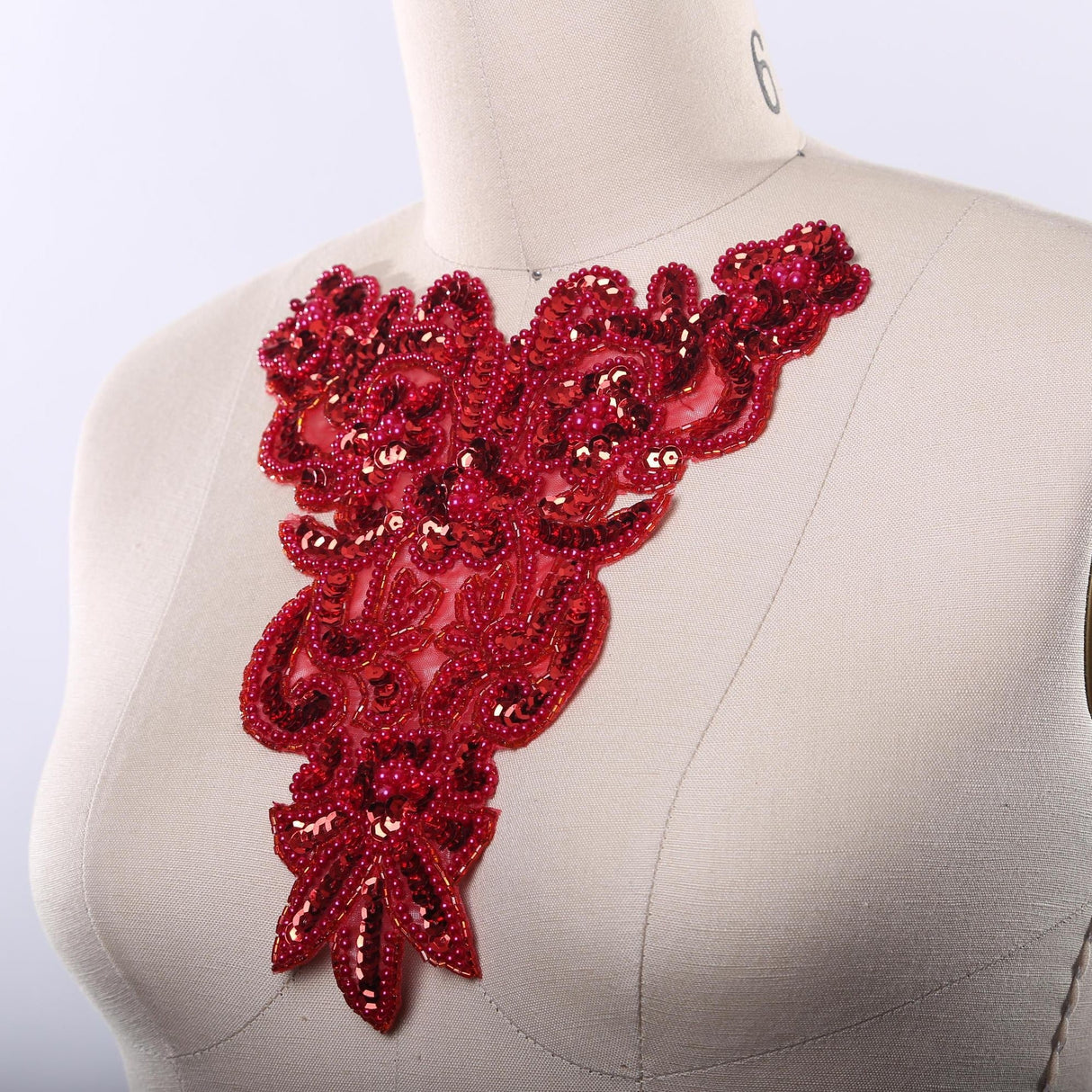 Pearl Sequin Neckline Applique