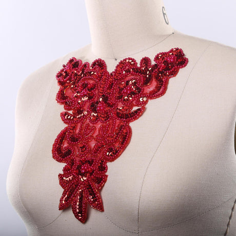 Pearl Sequin Neckline Applique