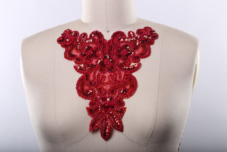 Pearl Sequin Neckline Applique