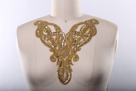 Sequined Beaded Neckline Applique
