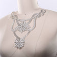 Rhinestone Applique Double Flower Gold Silver
