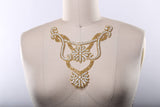 Rhinestone Applique Double Flower Gold Silver