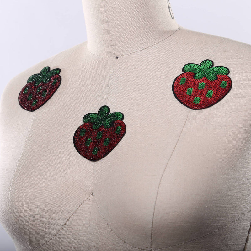 Strawberry Sequined Patch Red Green