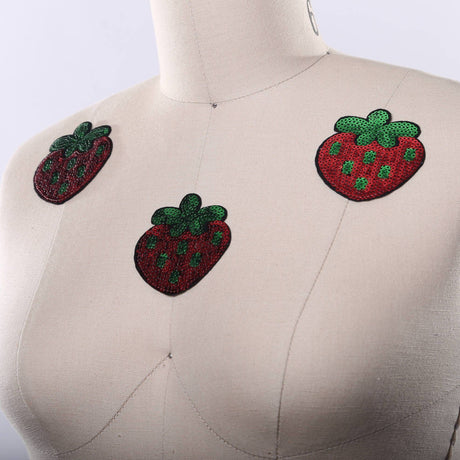 Strawberry Sequined Patch Red Green