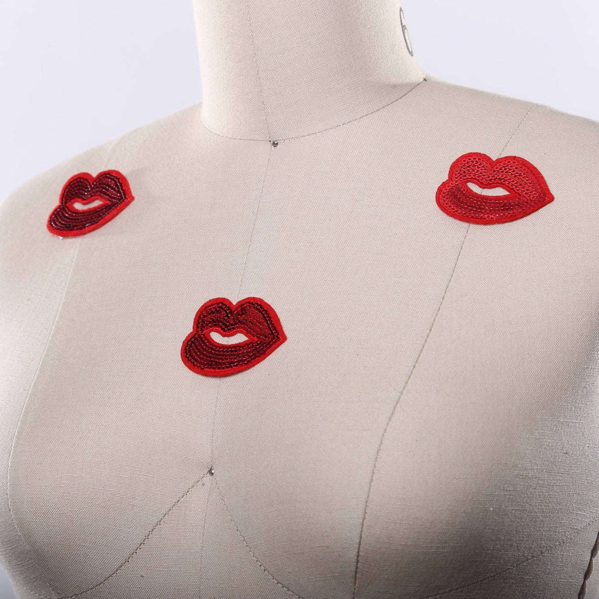 Sequin Lips Patch Red Iron-On