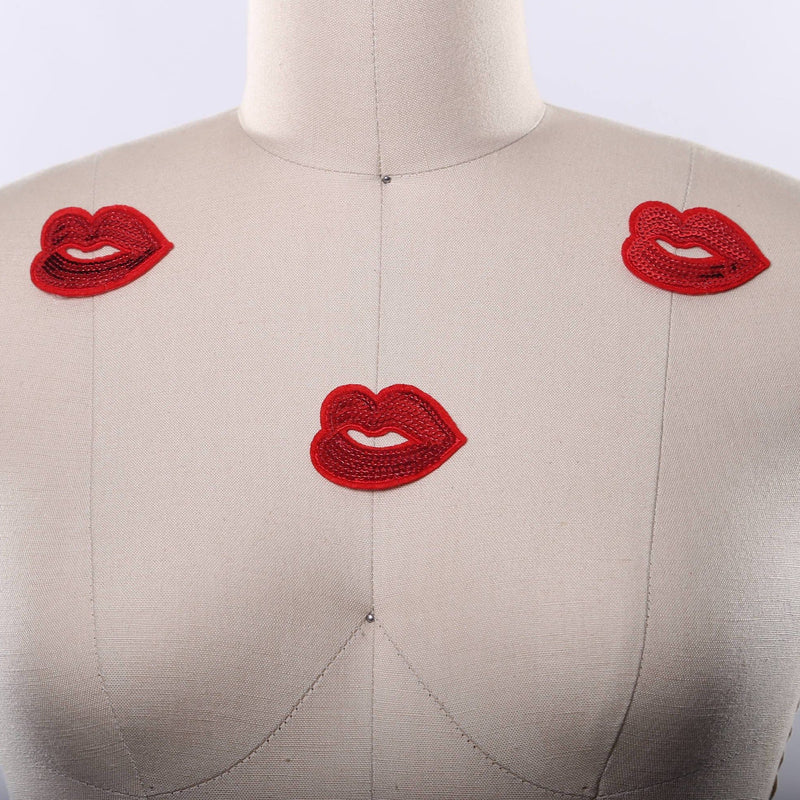 Sequin Lips Patch Red Iron-On