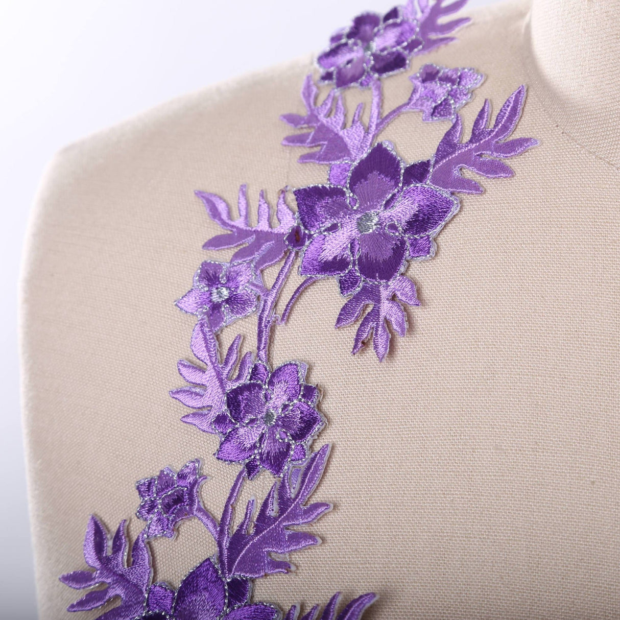 Embroidered Flower Applique Purple Lilac