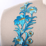 Flower Applique Electric Blue Embroidery