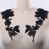 Embroidered Rose Iron-On Patch Set