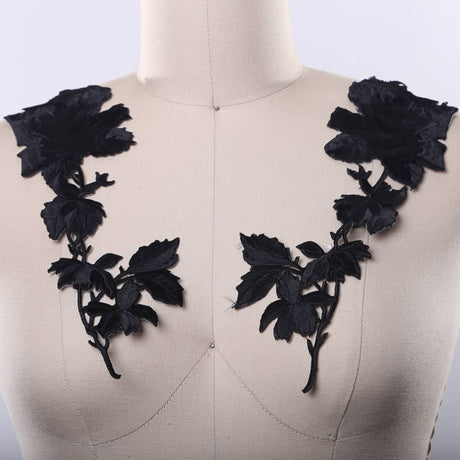 Embroidered Rose Iron-On Patch Set