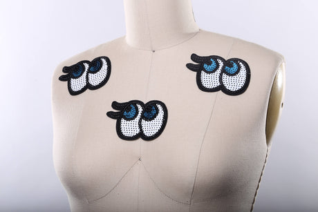 Sequined Blue Eye Patch Iron-On