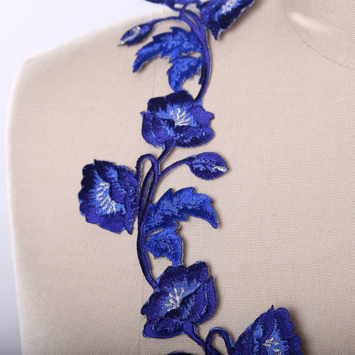 Flower Patch Royal Blue Embroidered Iron-On Applique