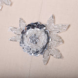 Silver Sequined Rose Iron-On Applique