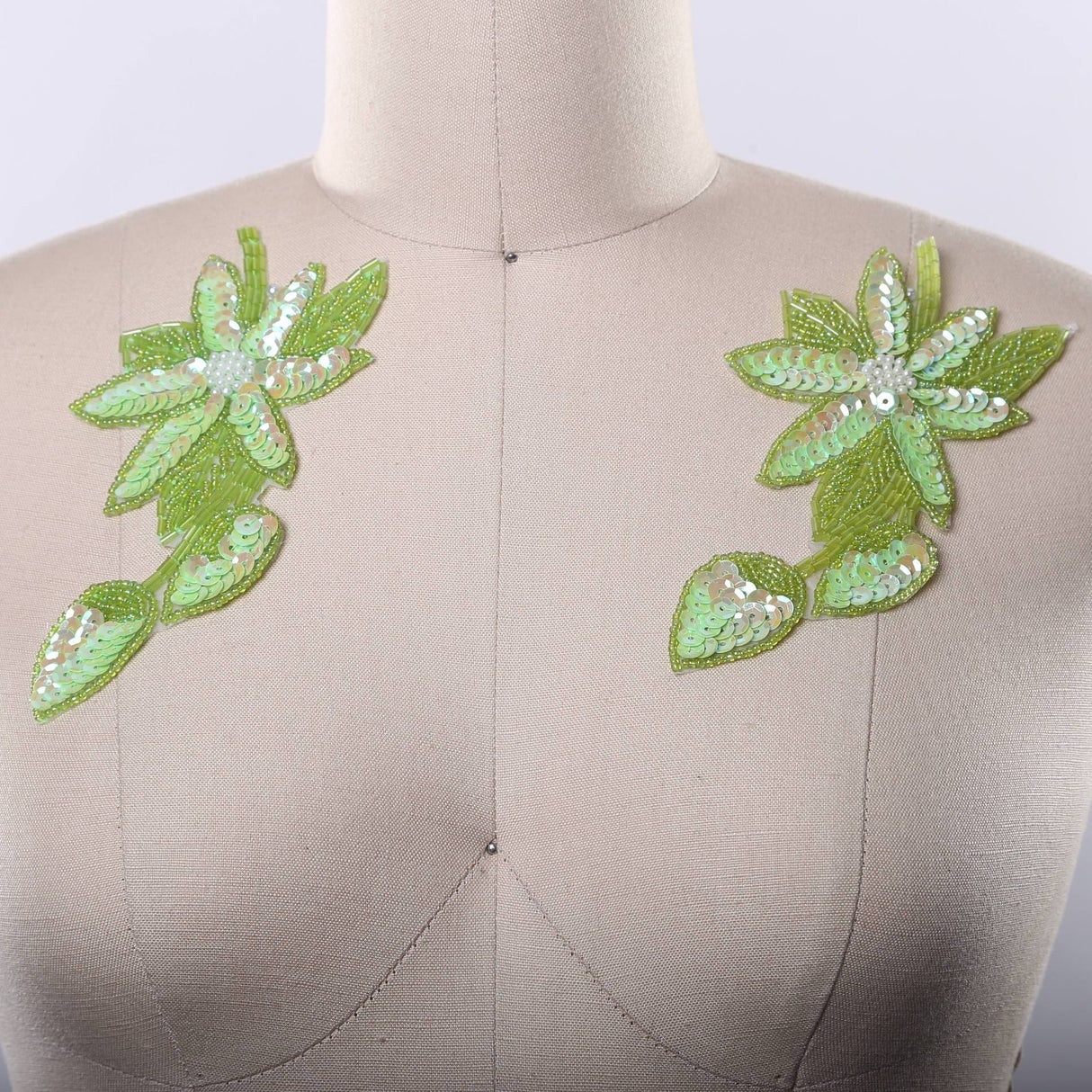Flower Patch Lime Green Sequins Beads