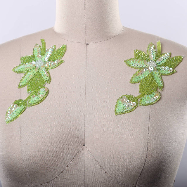 Flower Patch Lime Green Sequins Beads