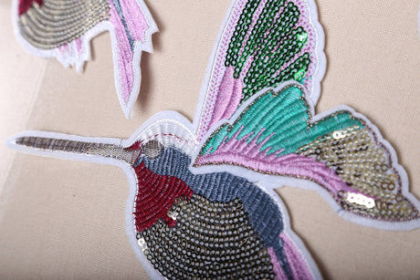 Hummingbird Iron-On Sequins Patch