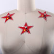 Star Patch Red Faux Leather Rhinestone Border