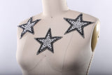 Star Patch Black White Pearl Rhinestone 5in