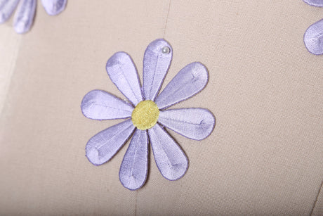 Embroidered Daisy Iron-On Patch 3in Lavender