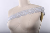 Venice Lace Trim Metallic Silver Rose Motif