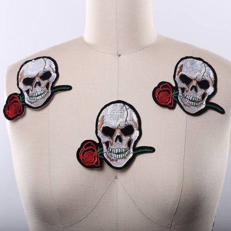 Skull Patch Iron-On Rose
