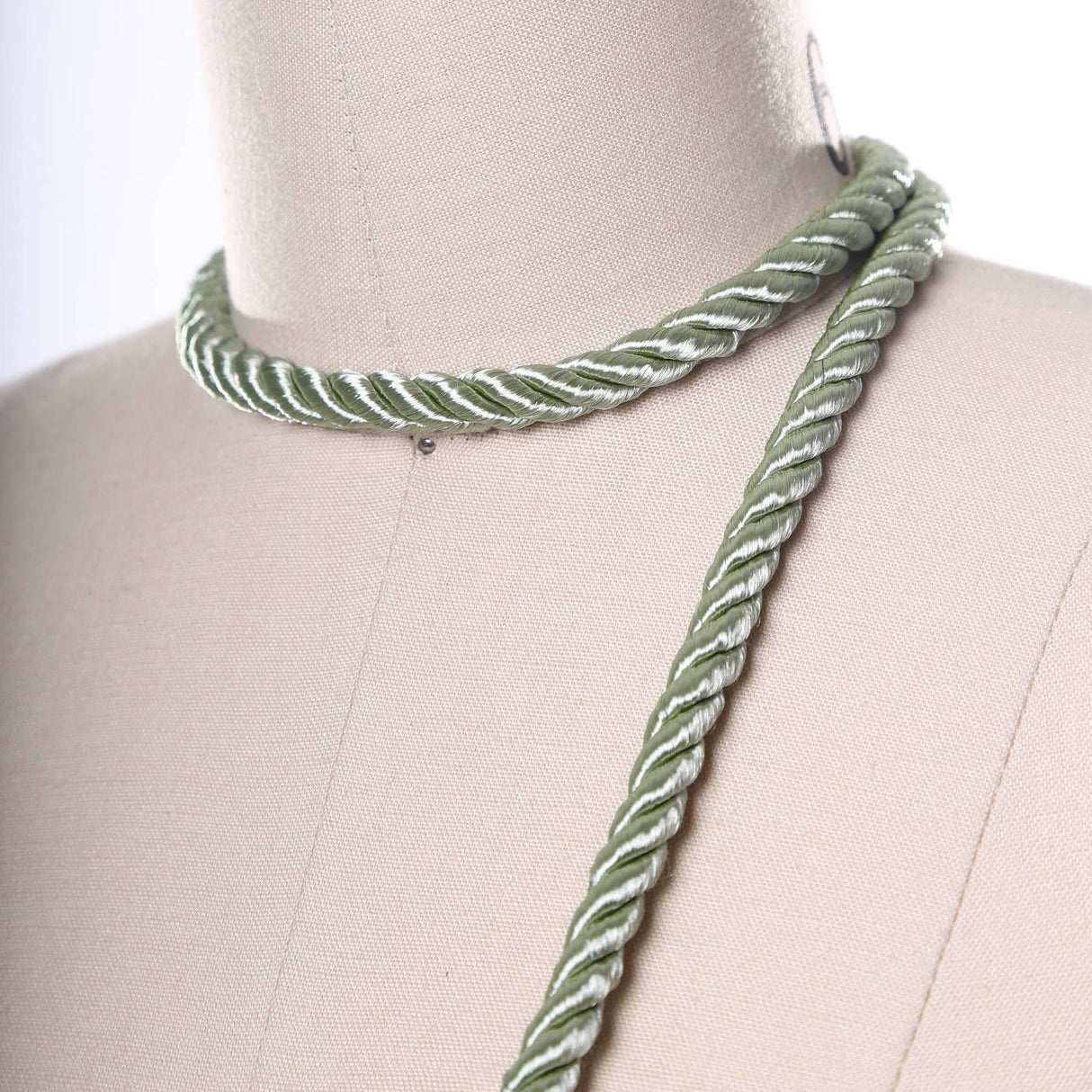 Satin Rope Trim Olive Green 7mm