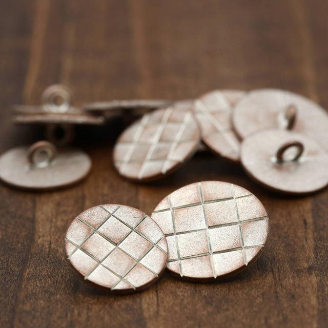 Metal Shank Button Rose Gold Bronze Woven