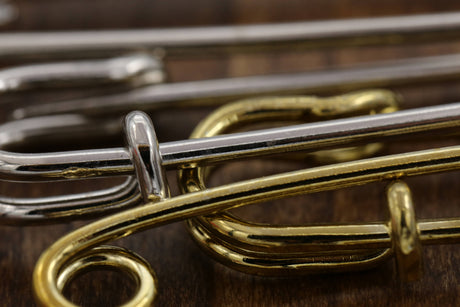 Jumbo Safety Pins 2.75" Gold Silver