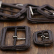Leather Belt Buckle Brown Rectangular Vintage