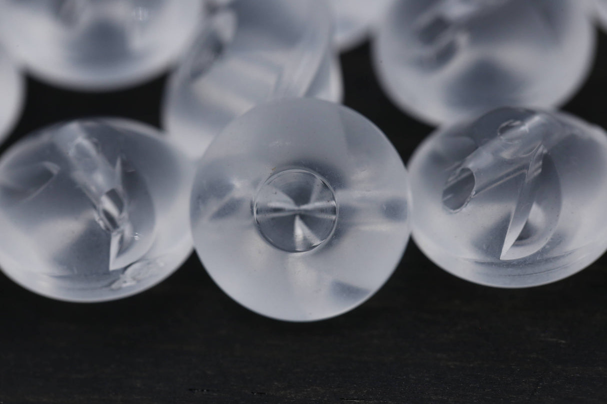 Sew-On Clear Frosted Plastic Button 12mm