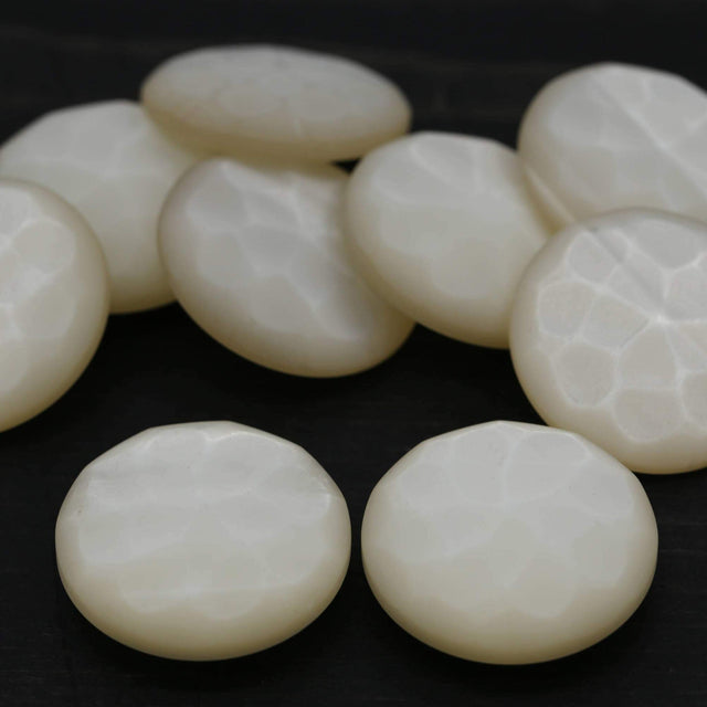 Plastic Shank Button Off White Fish Scales