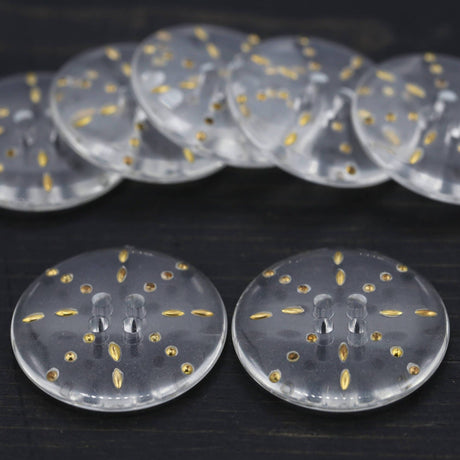 Plastic Button Clear Gold Etching Star 60L
