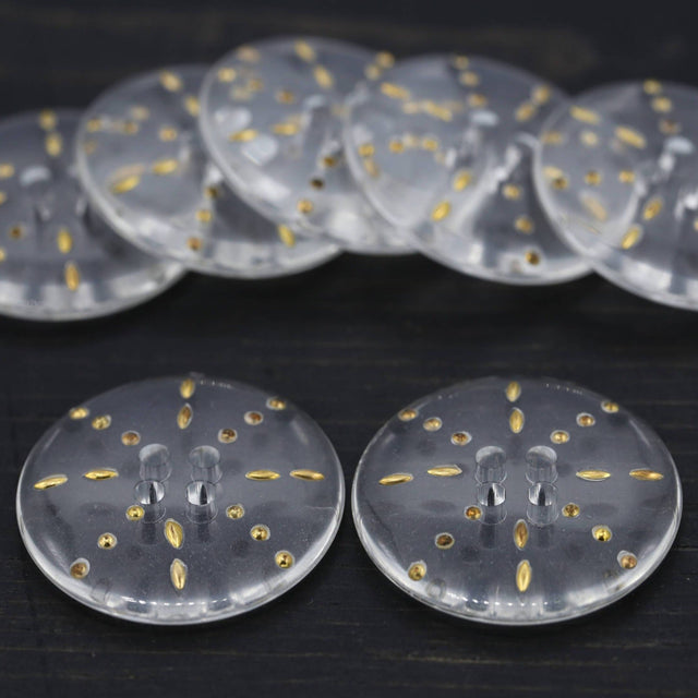 Plastic Button Clear Gold Etching Star 60L