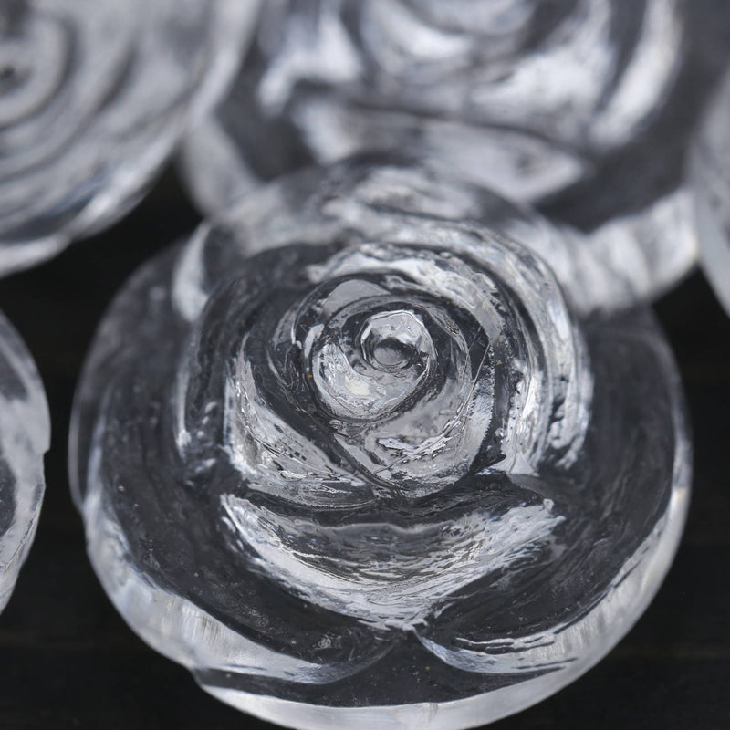 Rose Design Shank Button Clear 27mm